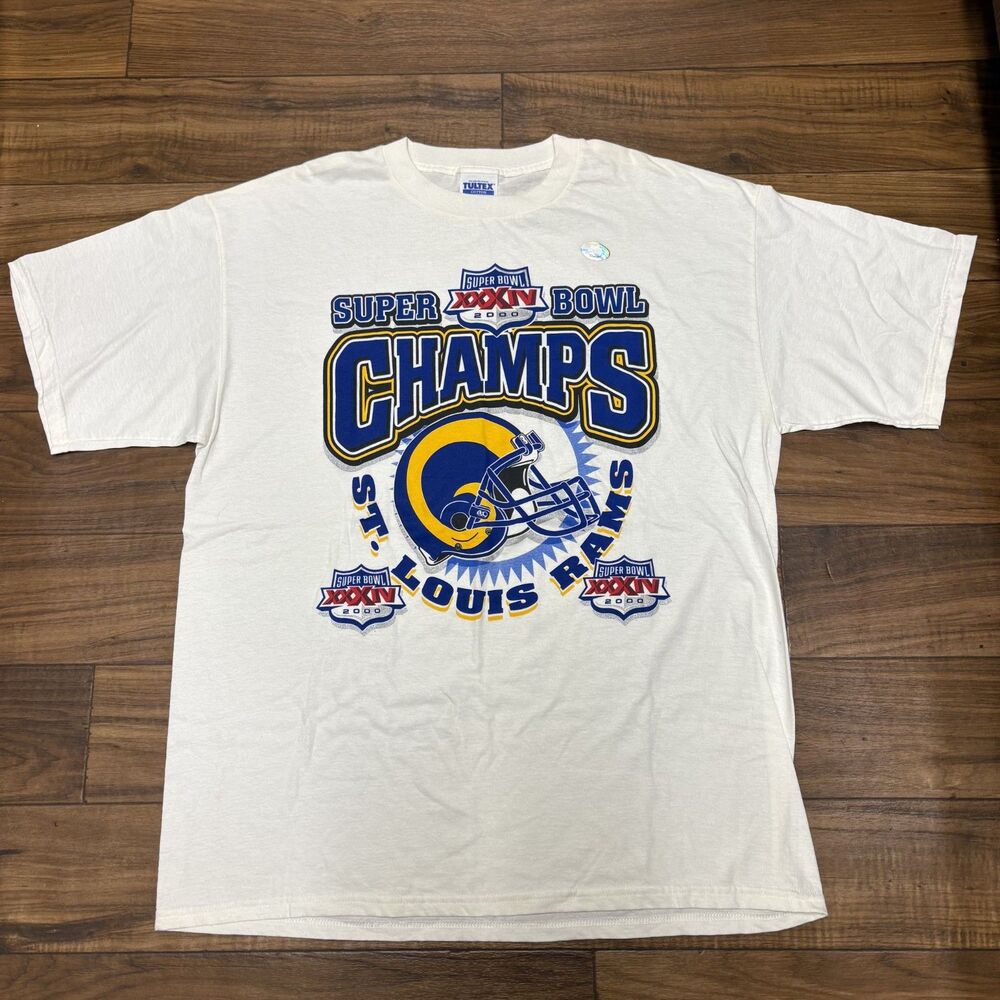 Vintage St. Louis Rams Super Bowl Champs Mens Size XL T Shirt New Tultex